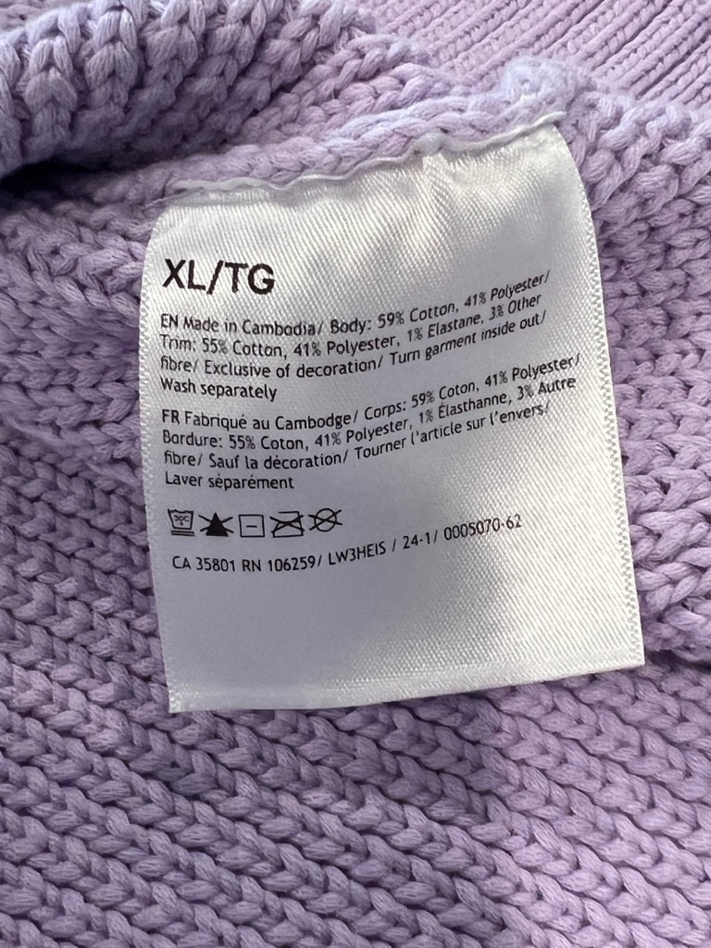 Lululemon Chunky Knit Crewneck Sweater XL Lavender Purple Cotton Blend W3HEIS - Picture 7 of 7
